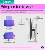 HP RENEW RENEW SILVER HP E27q G5 QHD Monitor – 27″ 2560×1440 QHD 350-nit 75Hz AG, IPS, HDMI/DisplayPort, 4x USB-A, height adjustable/tilt/swivel/pivot, 1 years