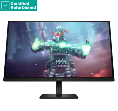 HP RENEW RENEW SILVER OMEN by HP 27k UHD Gaming Monitor – 27″ 3840×2160 UHD 400-nit 144 Hz AG, IPS, USB-C/2x HDMI/DisplayPort, 2x USB-A, speakers, height adjustable/tilt/pivot, 1 years