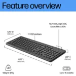HP 225 Wireless Keyboard, spill resistant – Black – US ENG