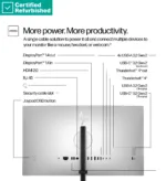 HP RENEW RENEW SILVER HP 727pu Series 7 Pro QHD TB4 Charging Monitor – 27″ 2560×1440 QHD 400-nit 120Hz AG, IPS Black HDR 400, USB-C(100W/15W)/HDMI/DisplayPort Daisy-Chain, 5x USB-A, RJ-45 LAN, height adjustable/tilt/swivel/pivot, 1 years