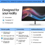 HP 727pk Series 7 Pro 4K TB4 Charging Monitor – 27″ 3840×2160 UHD 400-nit 60Hz AG, IPS Black HDR 400, USB-C(100W/15W)/HDMI/DisplayPort Daisy-Chain, 5x USB-A, RJ-45 LAN, height adjustable/tilt/swivel/pivot, 3 years (replaces Z27k G3)