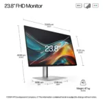 HP 724pf Series 7 Pro FHD Monitor – 23.8″ 1920×1080 FHD 300-nit 100Hz AG, IPS, HDMI/DisplayPort Daisy-Chain, 4x USB-A, height adjustable/tilt/swivel/pivot, 3 years (replaces Z24f G3)