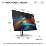 HP 724pu Series 7 Pro WUXGA Charging Monitor – 24″ 1920×1200 WUXGA 350-nit 100Hz AG, IPS, USB-C(100W)/HDMI/DisplayPort Daisy-Chain, 4x USB-A, RJ-45 LAN, height adjustable/tilt/swivel/pivot, 3 years (replaces Z24u G3)