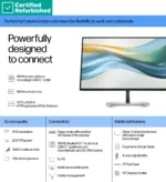 HP RENEW RENEW GOLD HP 524pu Series 5 Pro FHD Charging Monitor – 23.8″ 1920×1080 FHD 350-nit 100Hz AG, IPS, USB-C(100W/15W)/HDMI/DisplayPort Daisy-Chain, 3x USB-A, RJ-45 LAN, height adjustable/tilt/swivel/pivot, 1 years (replaces E24u G5)