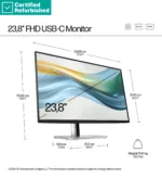 HP RENEW RENEW GOLD HP 524pu Series 5 Pro FHD Charging Monitor – 23.8″ 1920×1080 FHD 350-nit 100Hz AG, IPS, USB-C(100W/15W)/HDMI/DisplayPort Daisy-Chain, 3x USB-A, RJ-45 LAN, height adjustable/tilt/swivel/pivot, 1 years (replaces E24u G5)