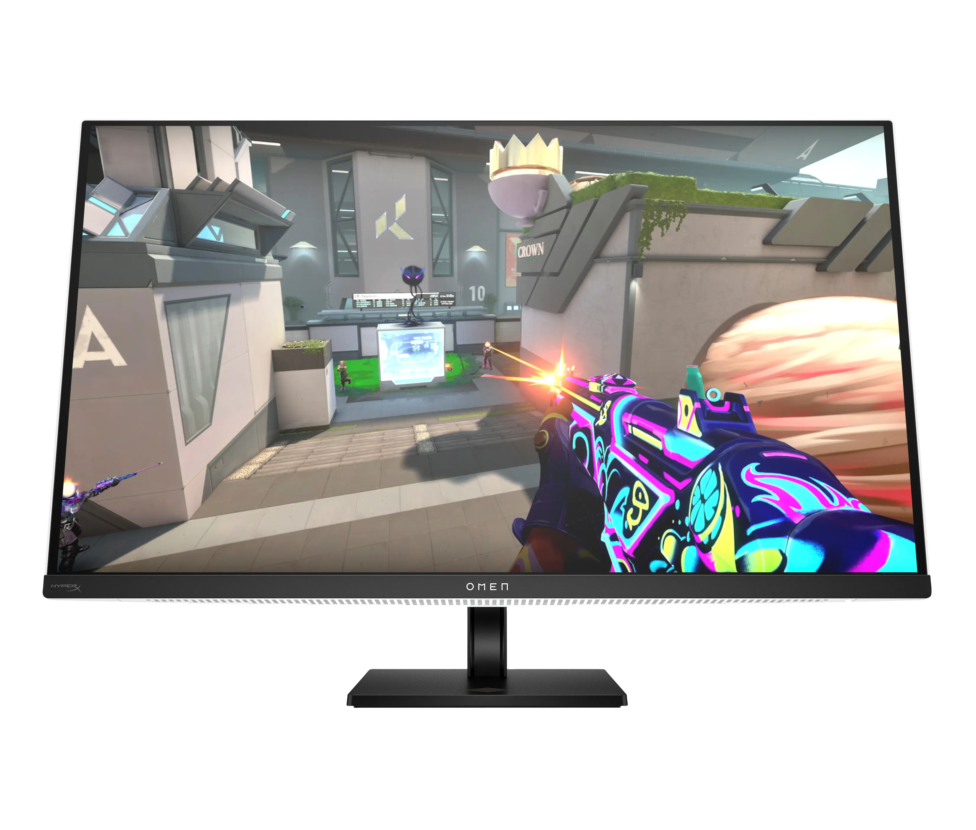 td-9r181aaabb HP OMEN Transcend 32 White Backlit Gaming Charging Monitor – 31.5″ 3840 x 2160 4K UHD 240Hz 250-nit AG, QD-OLED, USB-C(140W/15W)/2x HDMI/DisplayPort/Audio Jack, USB-C, 3x USB-A, KVM switch, speakers, height adjustable/tilt/pivot, 1 years