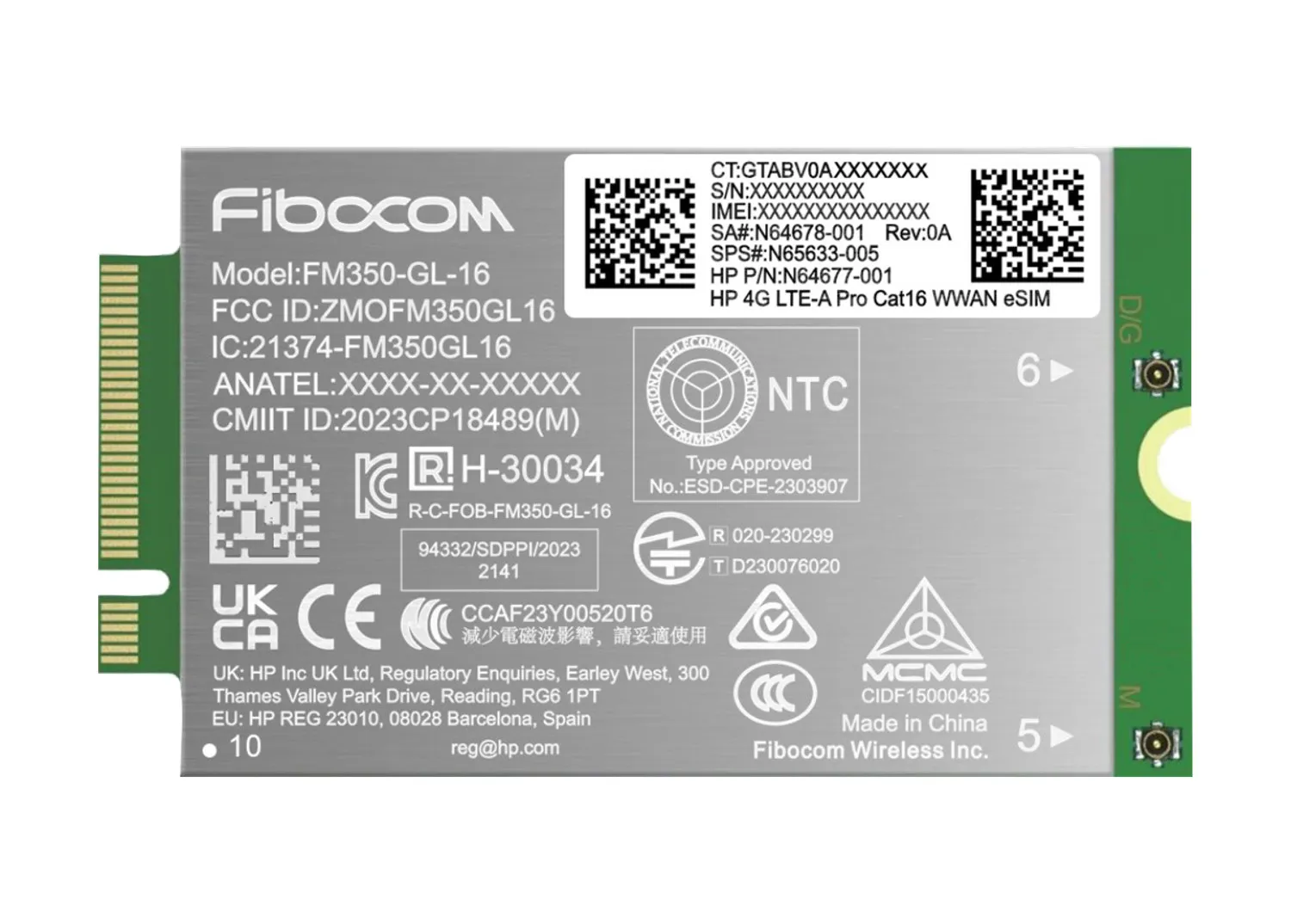 td-am5r3aa HP 4G LTE Modem m.2 WWAN Cat 16 L860-GL-16 Mobile Broadband Cellular (compatible with WWAN-ready EliteBook 630 640 645 660 665 830 835 840 845 860 865 1040 G11, x360 G11, ProBook 440 445 460 465 G11, ZBook Firefly Fury Power 14 16 G11 G11A)
