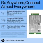 HP 5G Modem m.2 WWAN 4G/5G Sub-6 GHz FM350-GL Mobile Broadband Cellular (compatible with WWAN-ready EliteBook 830 835 840 845 860 865 1040 G11, x360 G11, ZBook Firefly Fury 14 16 G11 G11A)