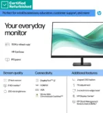 HP RENEW RENEW SILVER HP 327pf Series 3 Pro FHD Monitor – 27″ 1920×1080 FHD 250-nit 100Hz AG, IPS, HDMI/VGA/DisplayPort, tilt, 1 years