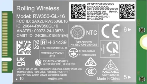 HP 4G LTE Modem m.2 WWAN Cat 16 Mobile Broadband Cellular (compatible with WWAN-ready ProBook EliteBook 4 6 – G1i G1a – 13 14 16)