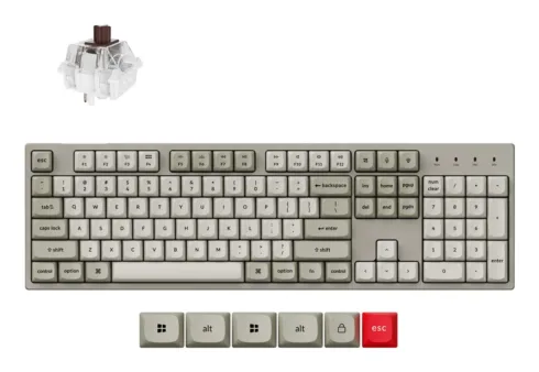 Keychron C2 Pro 8K – US Layout – Hot-Swappable Gateron Brown – Retro Keyboard