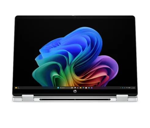 HP OmniBook 5 Flip NG AI 14-km0001nnx – Ultra 7 355, 32GB LPDDR5X 7467 on-board, 512GB , Touch/14.0 2K (1920×1200) OLED, Glacier Silver DF+ AI logo – 5MP IR TNR, Not Included 65W AC Adapter, Win 11 Home, 1 years