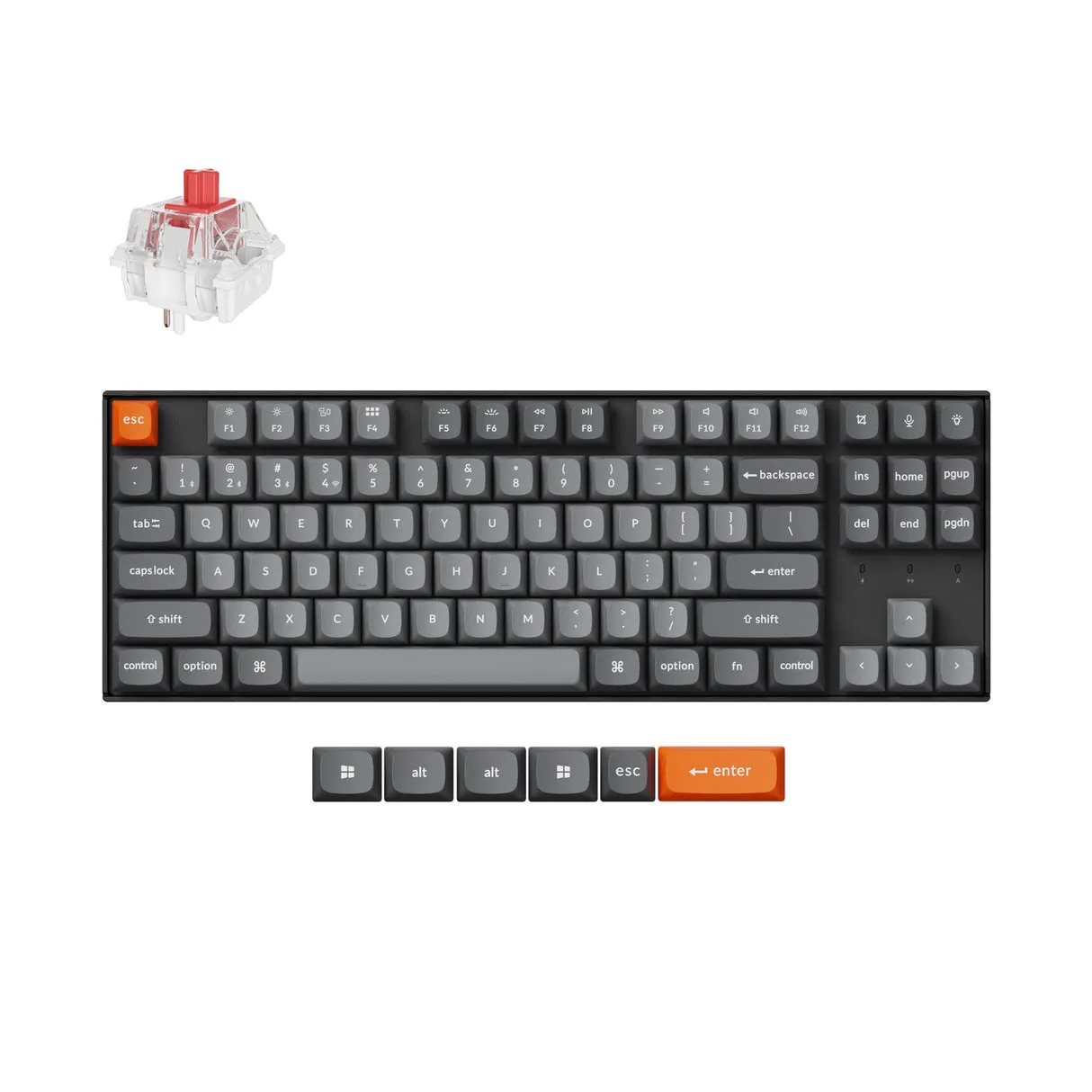 td-k8m-h1 Keychron K8 Max RGB – US Layout – Hot-Swappable Super Red Wireless Keyboard