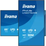 IIYAMA LH6575UHS-B2AG 65″ 4K UHD Professional Digital Signage 24/7 display featuring Android OS, FailOver and Intel® SDM slot